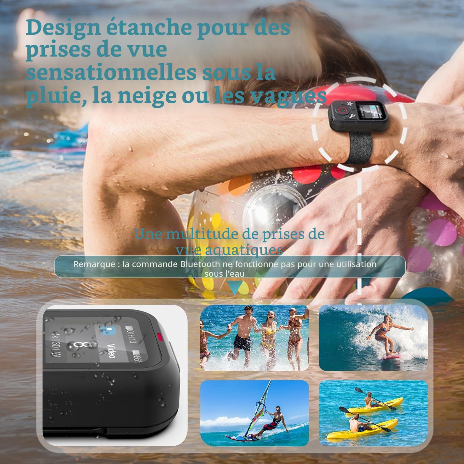 AFAITH Télécommande sans Fil Intelligente pour Go Pro Hero 13/12/11/10/9/8 Black GoPro Max, 5 Langues (Dont Le français), écran Couleur LCD, réglage de la luminosité, Rotation à 360 degrés, étanche