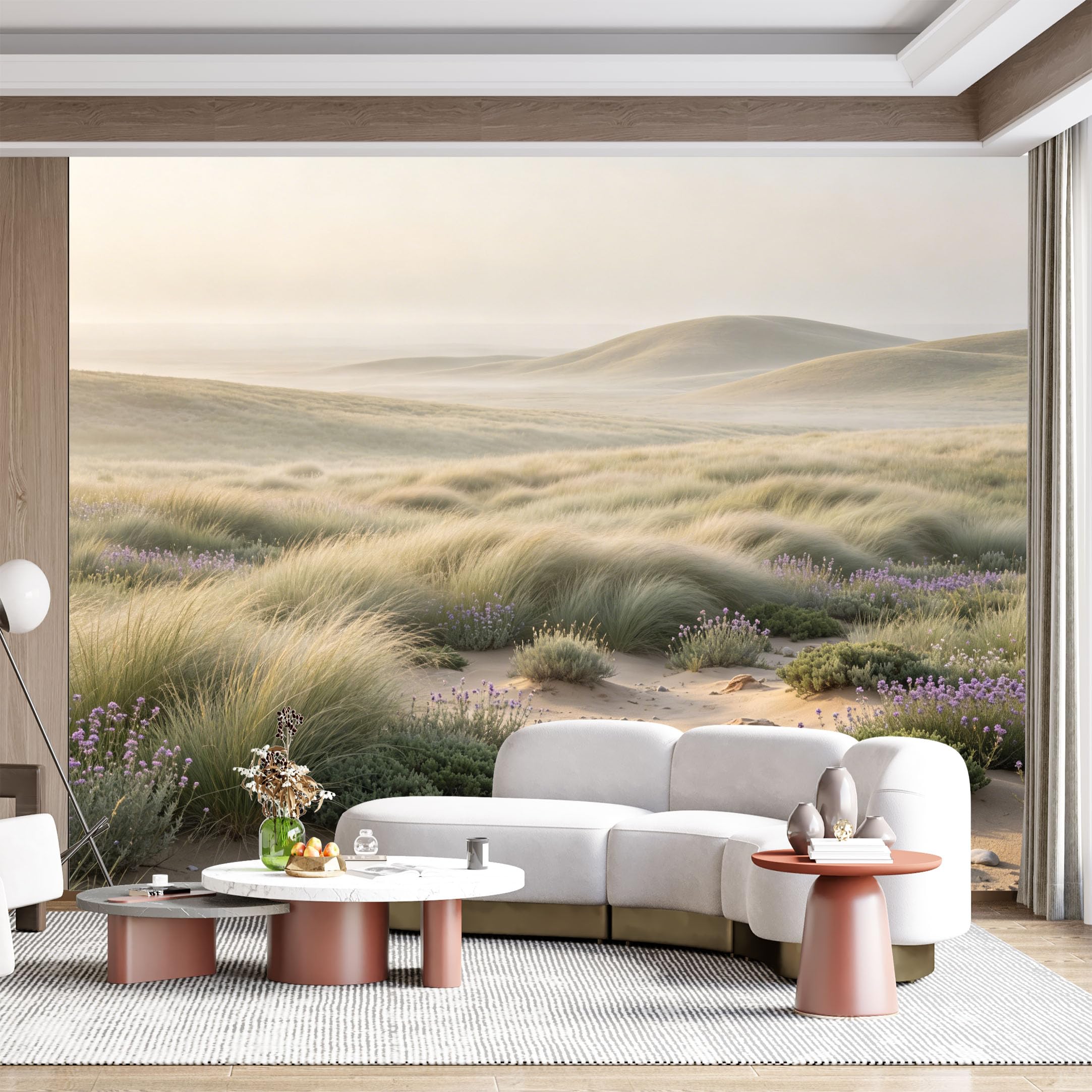 Custom Size Wall Mural Coastal Dune Meadow Floral Landscape Panoramic SelfAdhesive Wall Fabric Removable for Home Office Decor