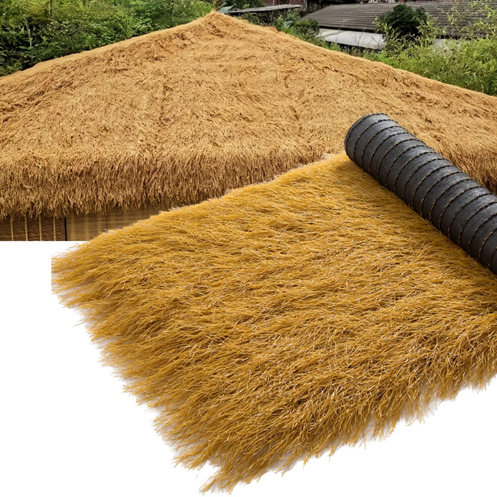 Rollo De Paja Artificial, Techo De Paja, Techo De Paja Estilo Mexicano Mejorado Y Encriptado, Utilizado Para Patio De Cabaña, Piscina, Playa, Fiestas Hawaianas Y Decoración (Size:0.5×10m（1.64×32.8ft）)