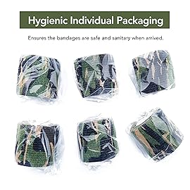 RISEN Cohesive Bandage 2 x 5 Yards, 6 Rolls, Self Adherent Wrap Medical Tape, Adhesive Flexible Breathable First Aid Gauze Ideal for Stretch Athletic
