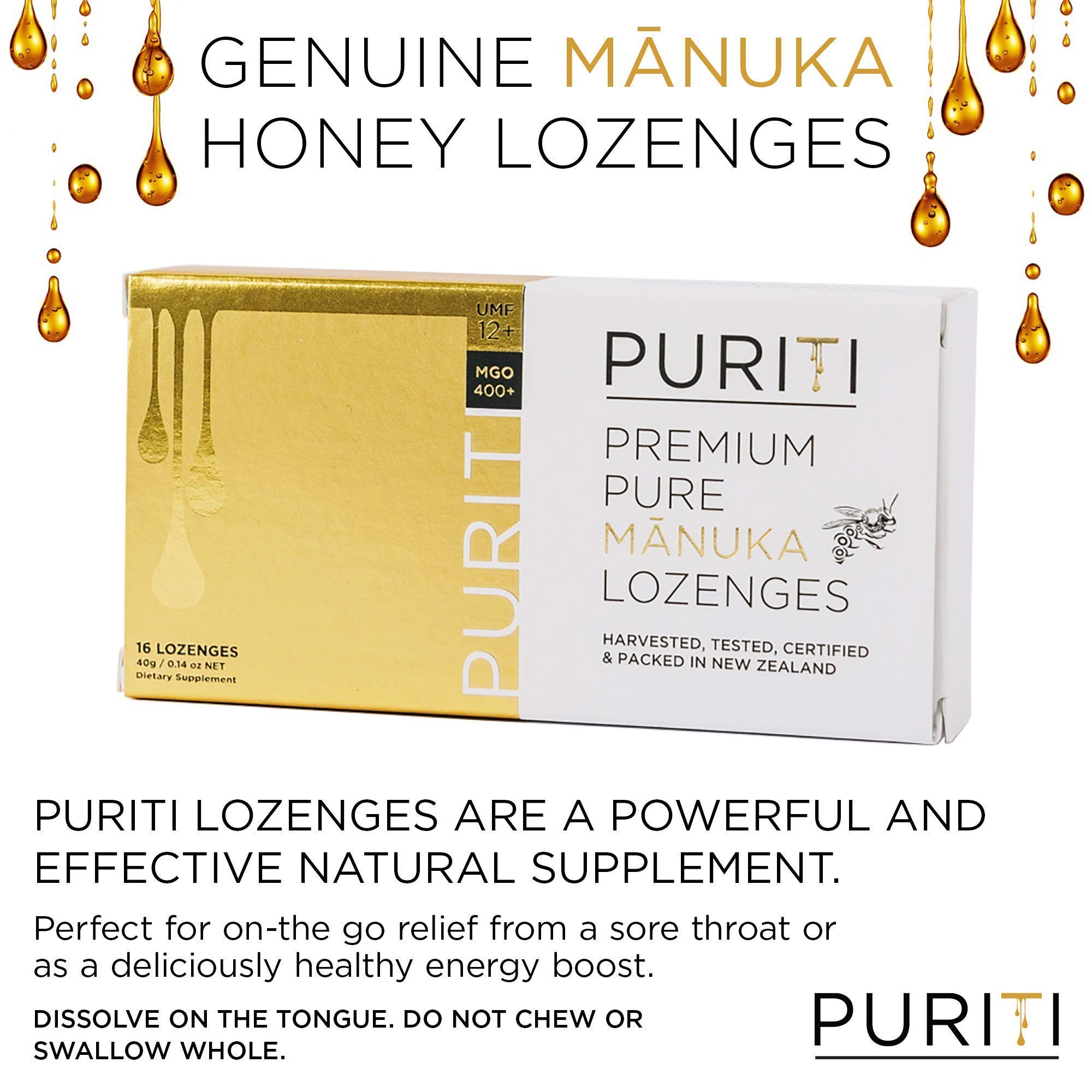 Amazon.com : PURITI Manuka Honey Lozenges UMF 12+ (16 Pack) Manuka 