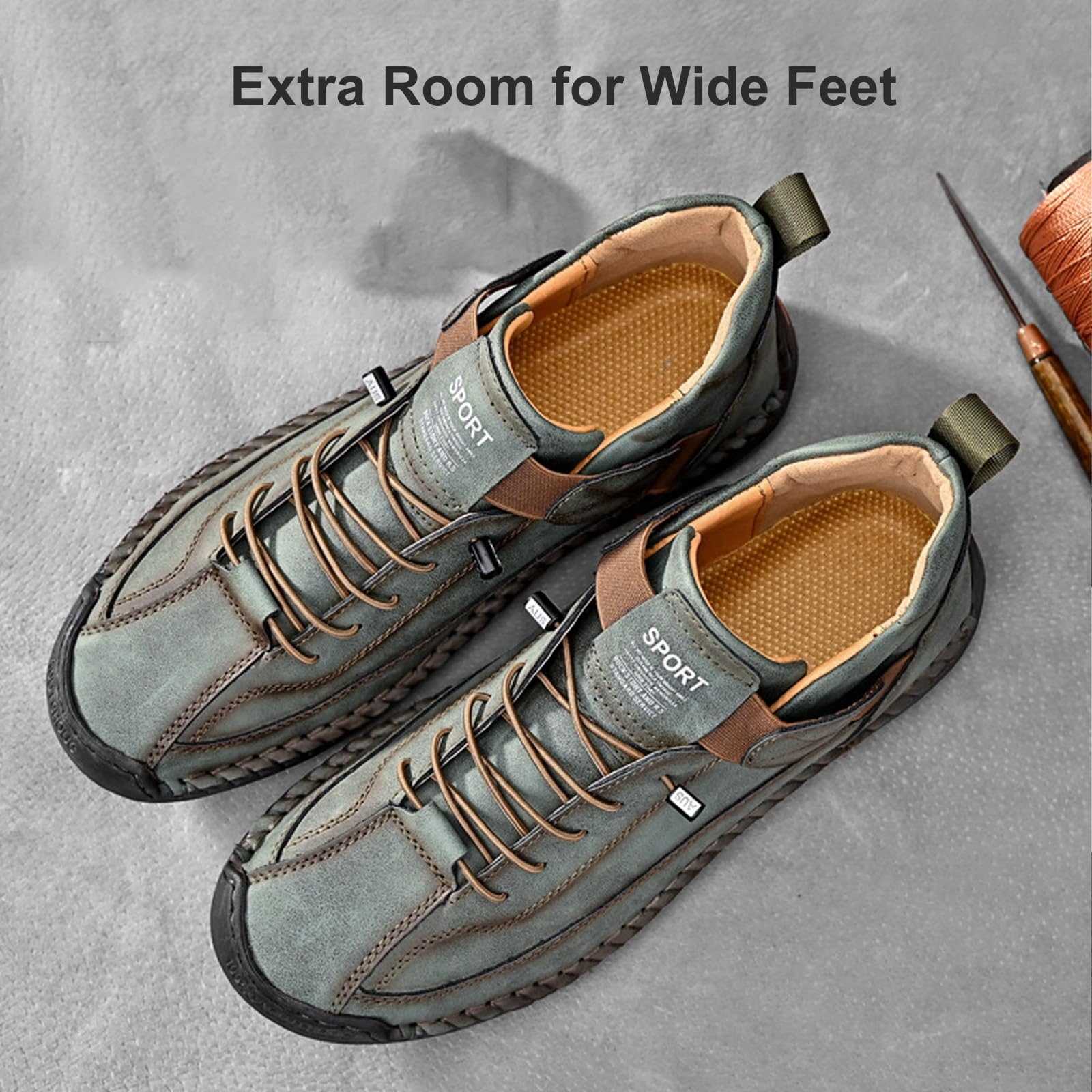 Emiline Scarpe da Ginnastica Ortopediche Unisex - Comode Scarpe in Pelle Fatte a Mano, Morbide Calzature per Esterno con Suola Antiscivolo
