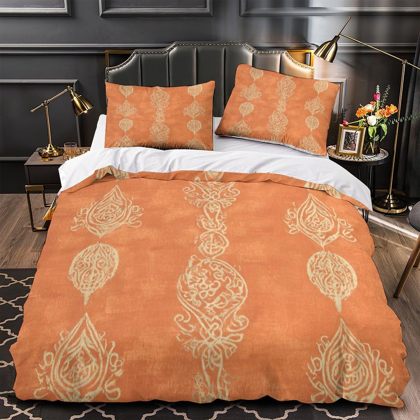 Housse de couette microfibre fleurs gothiques 200x200 parure de lit ado