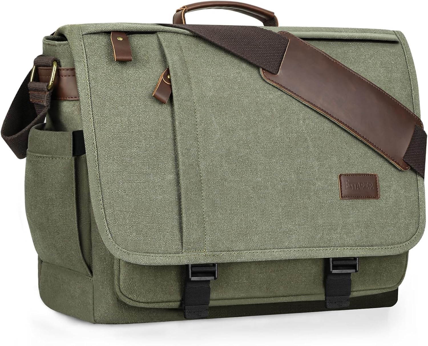 Estarer 15.6-17.3 Inch Laptop Messenger Bag for Work School,Mens Water Resistant Canvas Crossbody Shoulder Bag