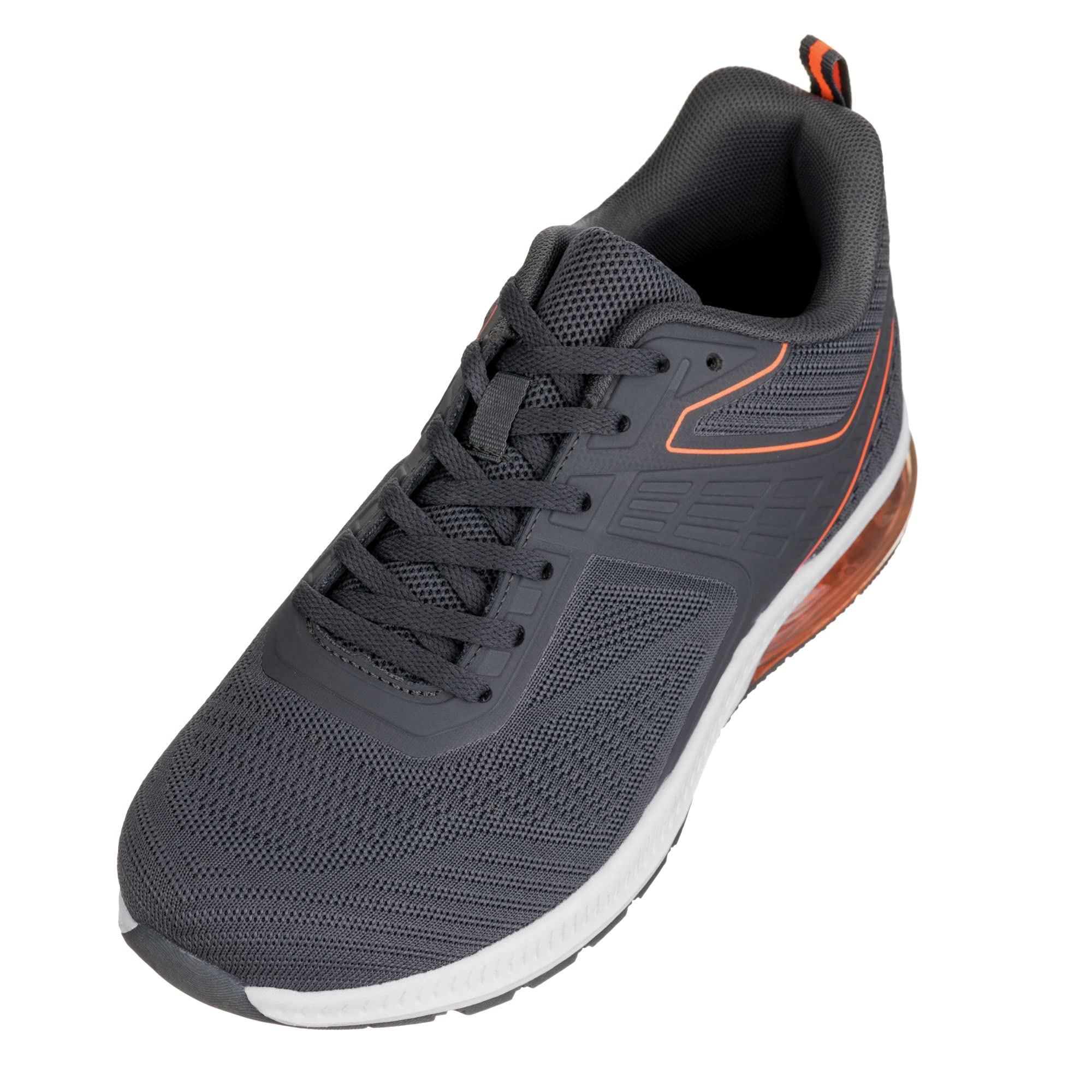 CALTO Men's Invisible Height Increasing Elevator Shoes - Grey/Orange Super Lightweight Sporty Sneakers - 2.4 Inches Taller - Q232 - Size 10 D(M) US