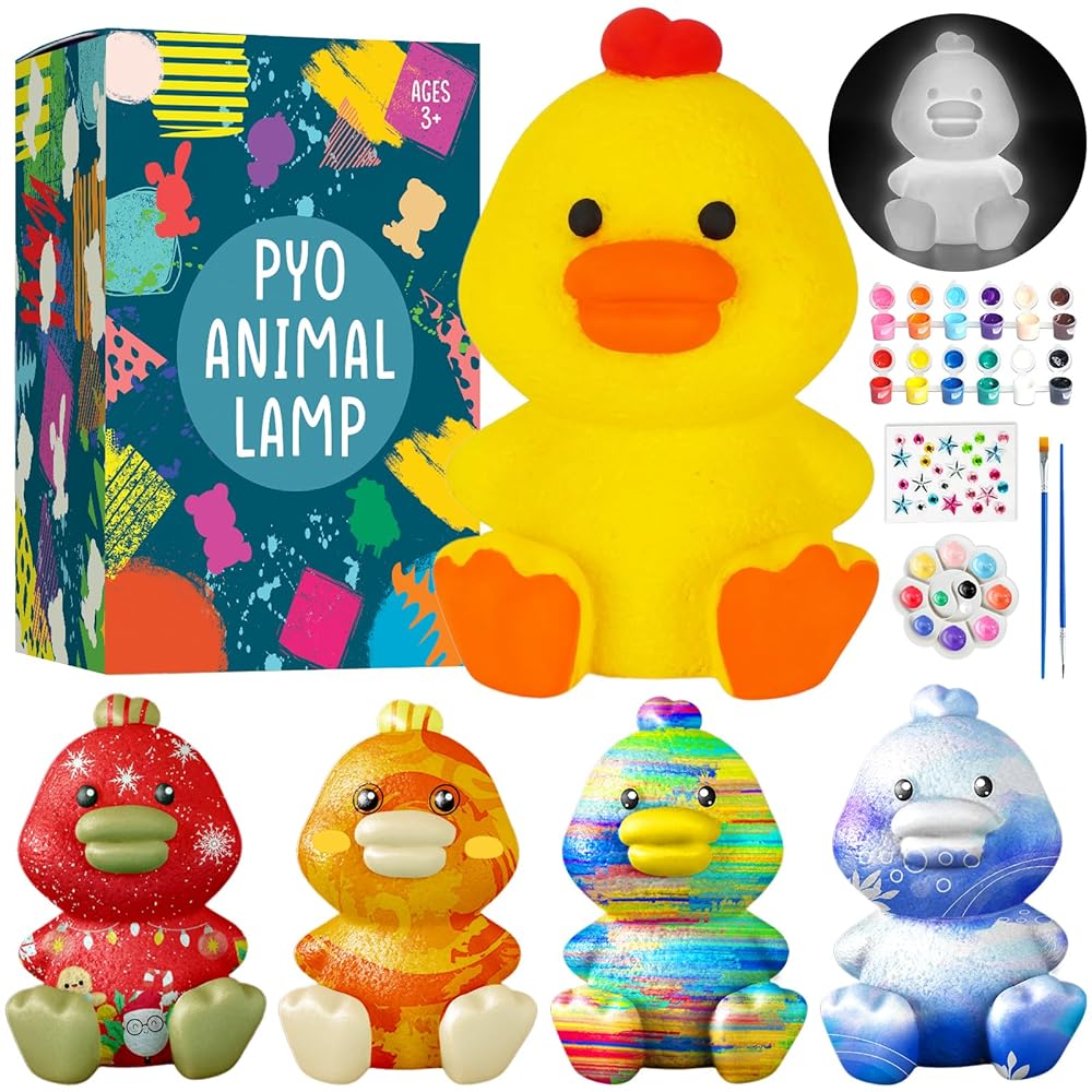 Goody King Paint Your Own Duck Lamp Kit, DIY Duck Night Light, Arts & Crafts for Kids Ages 8-12, Painting Kit for Kids, Art Supplies Birthday Party Holiday Gift for Teens Girls Boys Age 3 4 5 6 7 8+