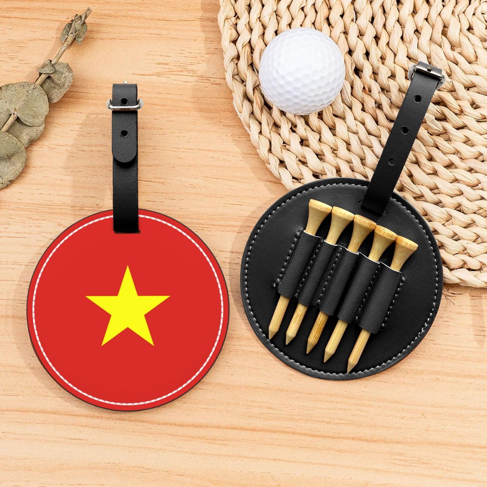 Vietnamese Flag Black Golf tee Storage Bag - Durable and wear-Resistant Golf Accessories
