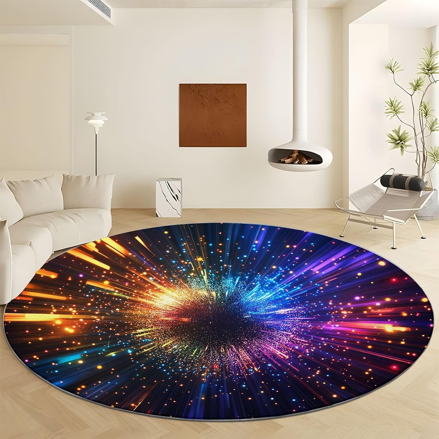 Kids Rugs for Playroom 3ft Abstract Colorful Rays Round Rug Circle Rug Soft Washable Round Rug for Bedroom Non-Slip Round Kids Rug for Nursery Classroom Living Room