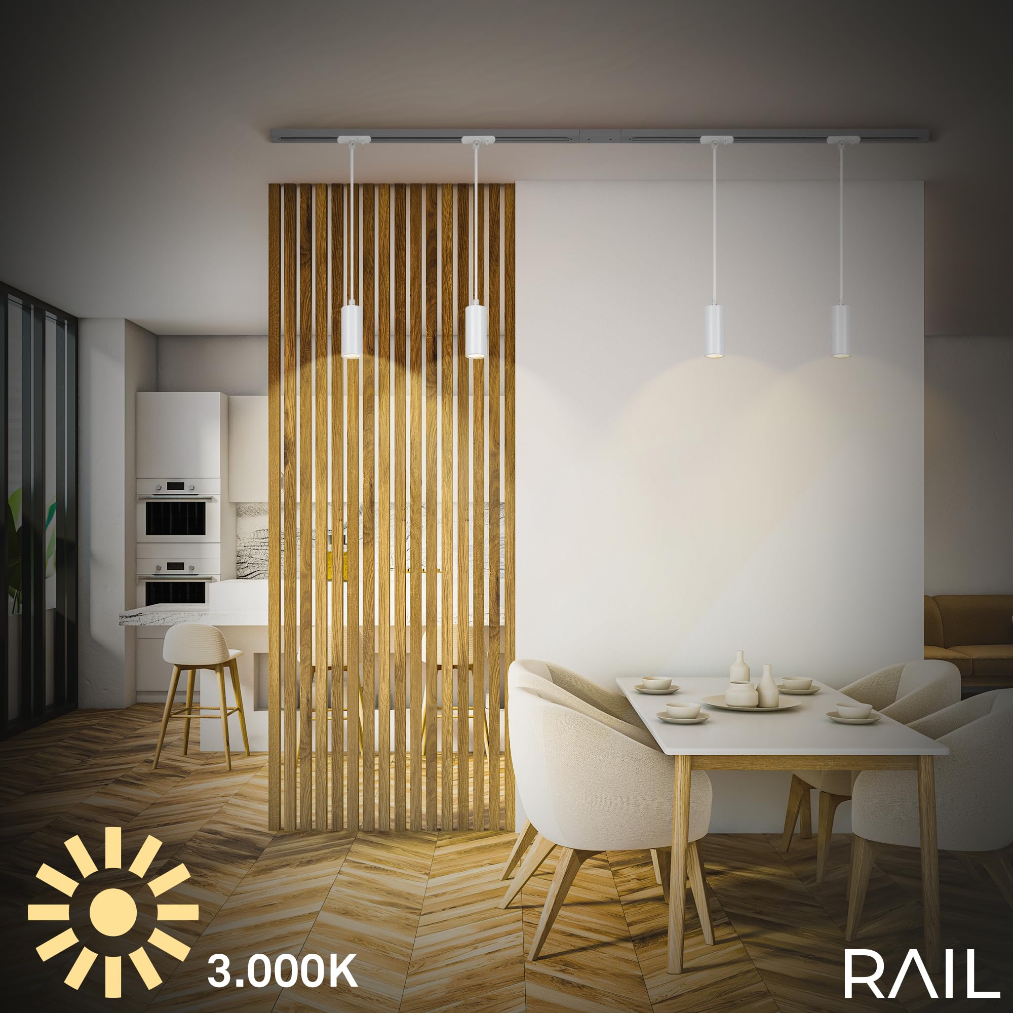 BRILONER - Railsysteem Rail LED hanglamp, dimbaar, combineerbaar, accessoires, tracklight, LED hanglamp, lampen, plafondlamp, plafondlamp, 40x100mm (DxH), wit