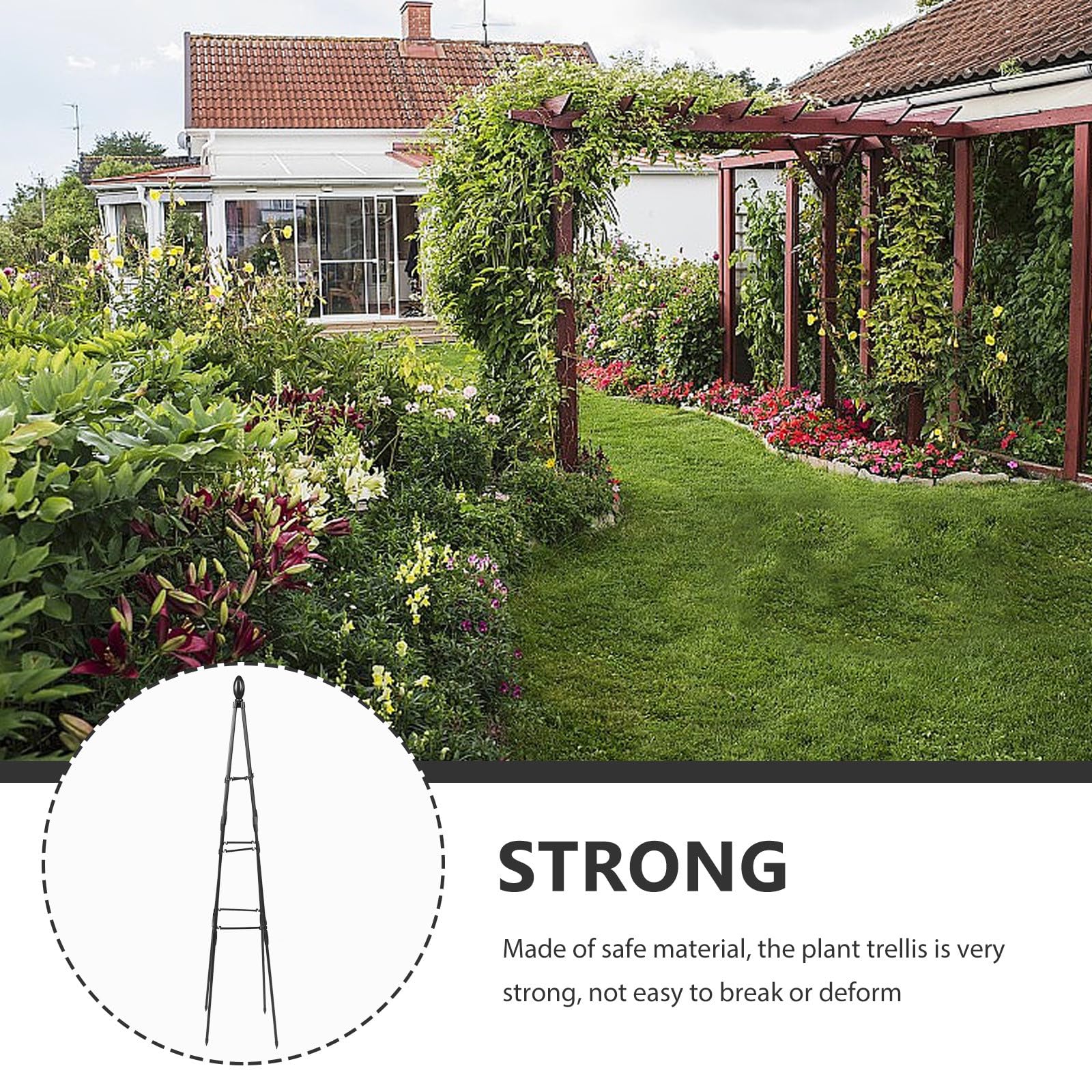 Didiseaon Soporte para Plantas Trepadoras Enrejado Metálico Triangular 120 CM Estructura Reforzada para Jardín y Macetas Soporte para Flores y Pérgolas Uso en Patio y Césped