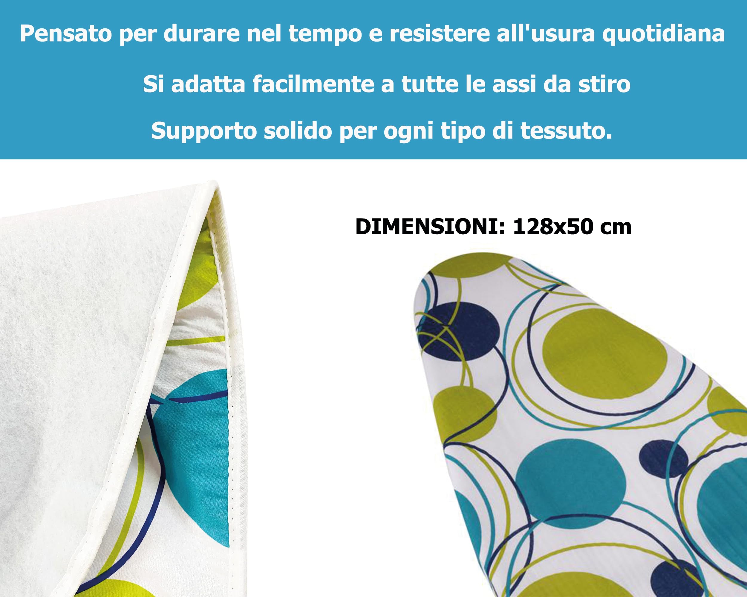 Copriasse Da Stiro In Cotone Riijk - Imbottito, Con Panno Protettivo, Universale 35-40x115-120 Cm - Foto 6