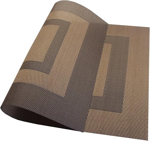 Miniatura 261 de PIGCHCY Juego de 6 manteles individuales beige de vinilo PVC duraderos para mesa de comedor, manteles individuales resistentes al calor, Beige -