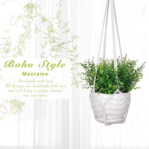 Miniatura 2 de Paquete de 3 colgadores de macramé para plantas, de 352923 pulgadas, para interiores, cuerda de algodón tejida a mano, soporte para macetas de