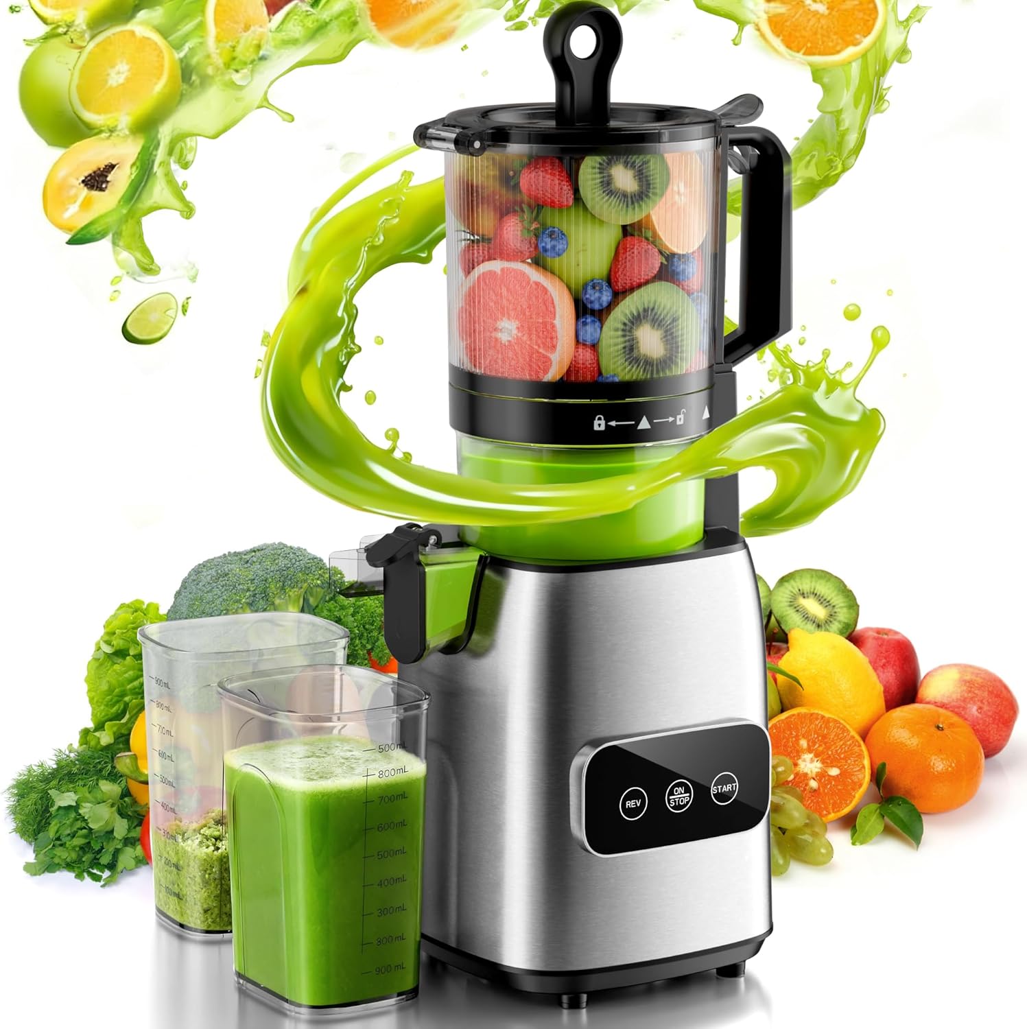 Extractor de Jugos Prensado Frío Boca Ancha 5.6 Pulgadas 300W