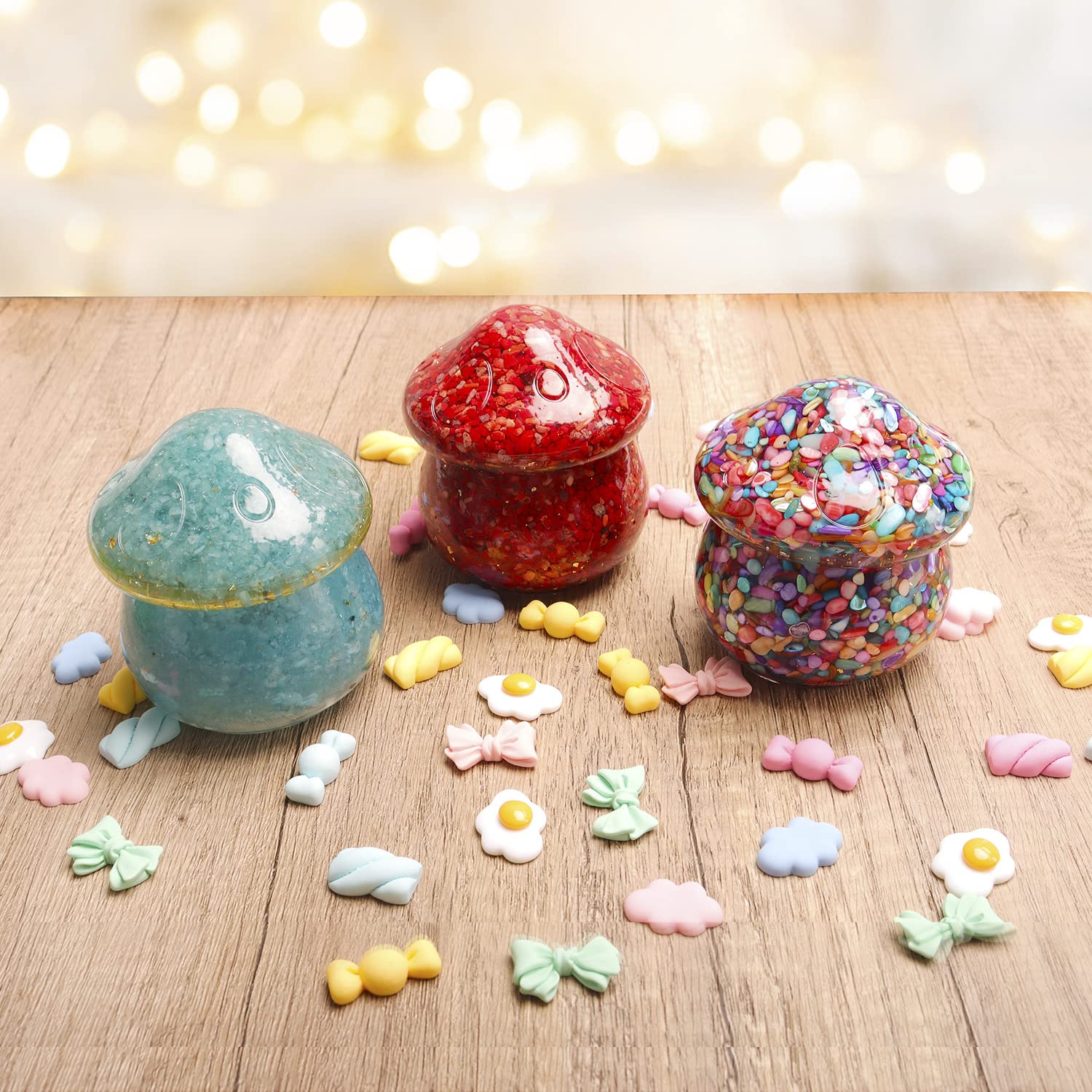 キノコ型クリスタル置物 蓋付き