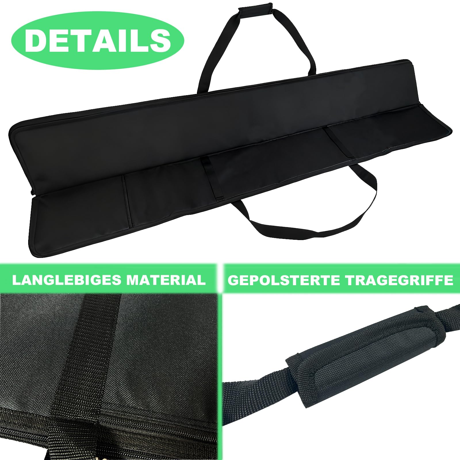 Führungsschiene Tasche 1.6m, für Bis zu 2 Schienen 1100mm/1400mm/1500mm, Plus-Version, ‌Kompatibel mit Bosch, Makita und Festool‌, 600D Oxford Gewebe‌ mit ‌3-Lagen-Dämpfung, Schultergurt‌ und Zubehörf