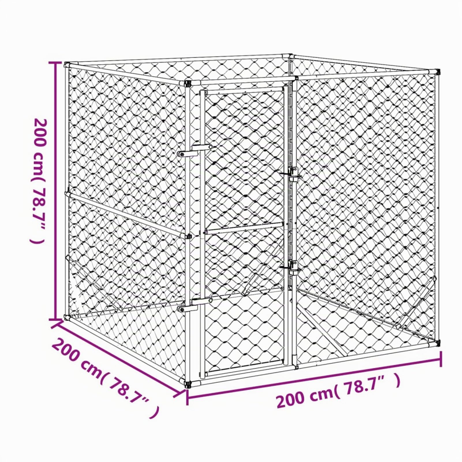 Perrera de Exterior Acero galvanizado Plateado 2x2x2 m Jaula Perro Grande Casa Perro Exterior