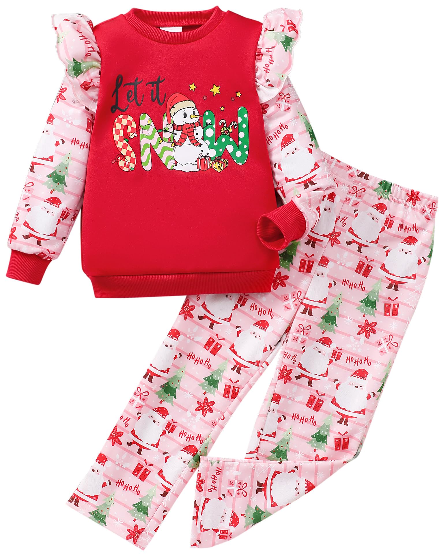 Little Girls 2 Piece Outfits Ruffle Sleeve Unicorn Sweatshirts Top and Leggings Set School Outfits Kids Clothing Set