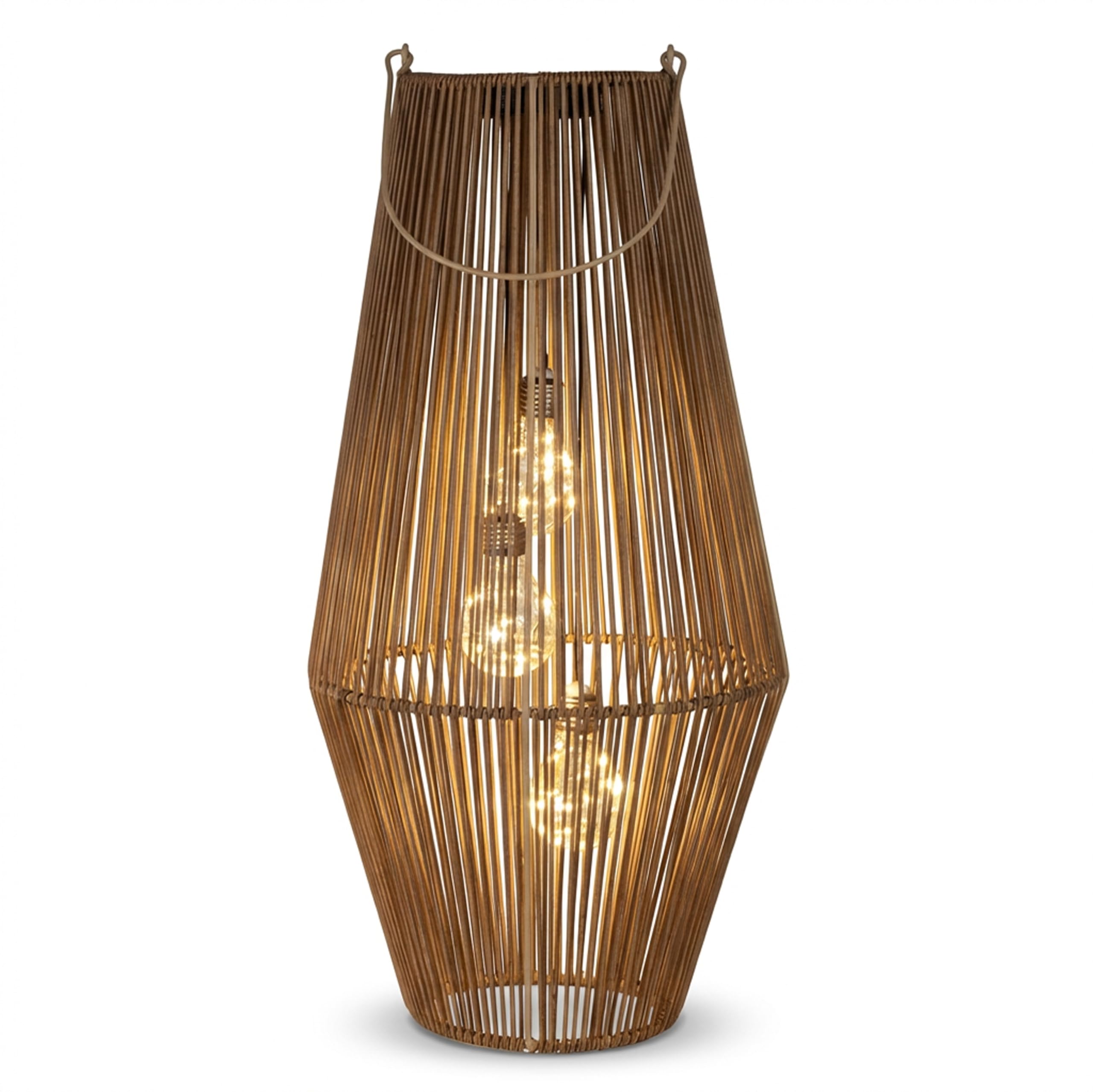 Formano Lanterne solaire d'extérieur 55 cm avec 3 LED, capteur crépusculaire, IP44, rotin