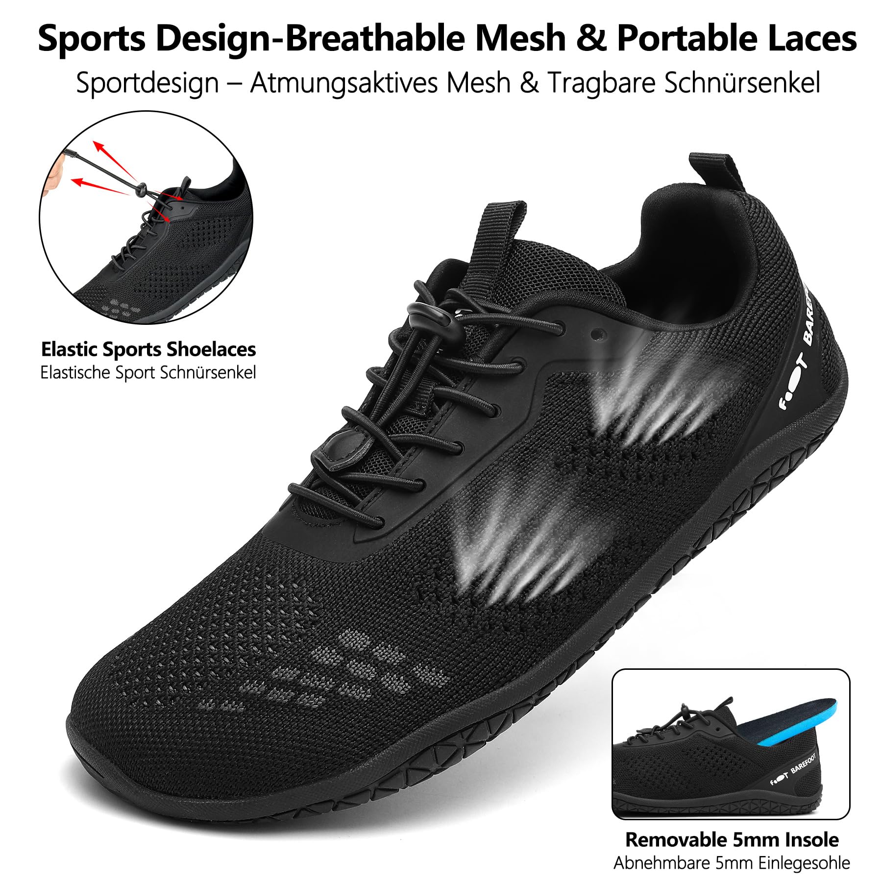 Geweo Barfußschuhe Damen Herren Minimalschuhe Barfuß Sneaker Unisex