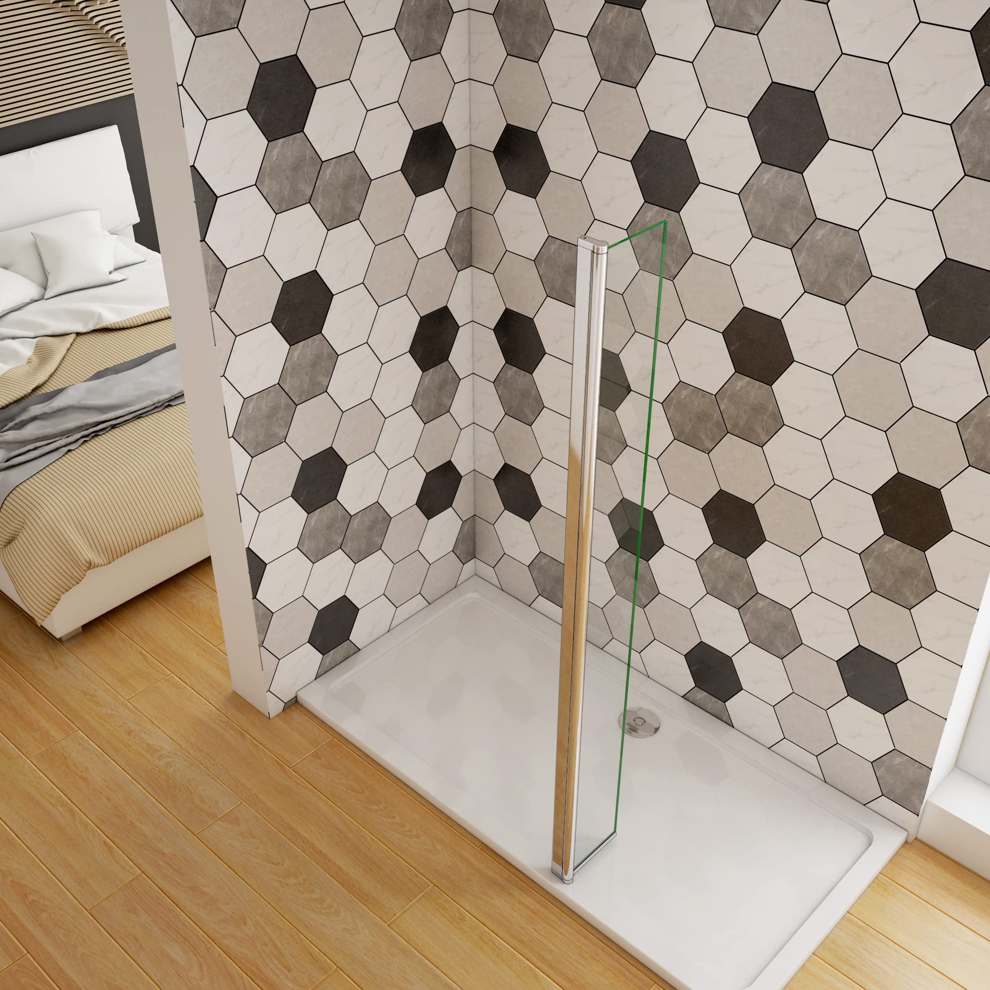 OCEAN ITALY Paretina Mobile Paraspruzzo per Walk In Parete Doccia 30x190cm Vetro da 8 mm Temperato Trasparente Anticalcare