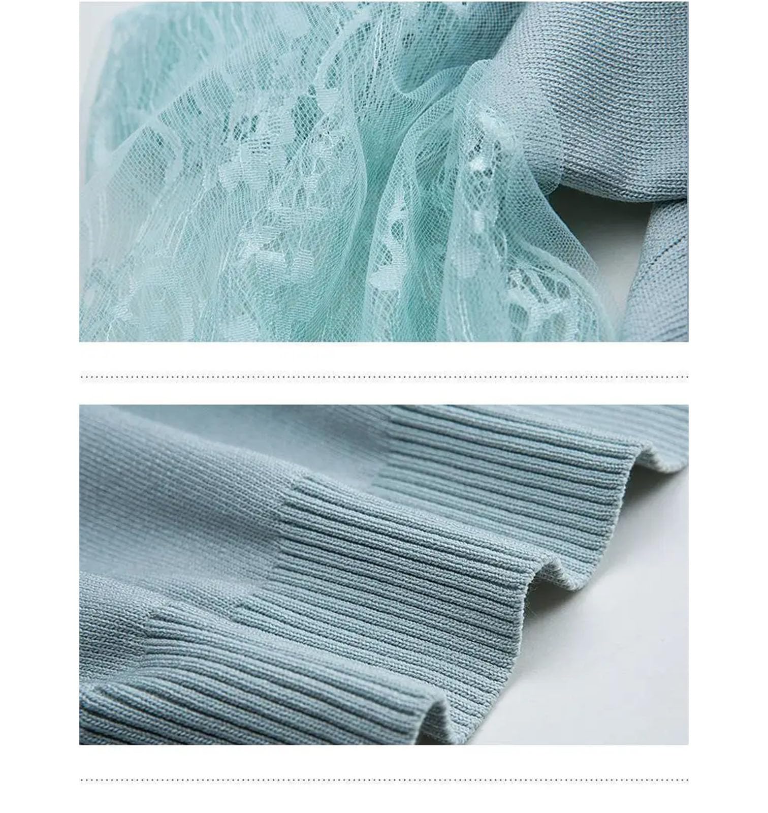 Camicia da donna lavorata a maglia, a maniche lunghe, in pizzo sottile
