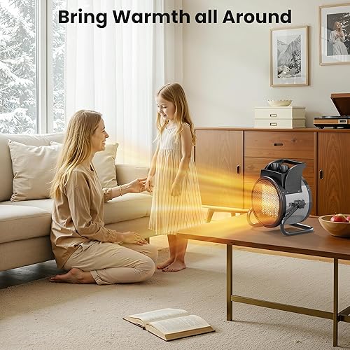 Miniatura 8 de Calentadores de espacio para uso en interiores, calentadores eléctricos PTC de 1500 W con termostato, calentador portátil pequeño con ángulo