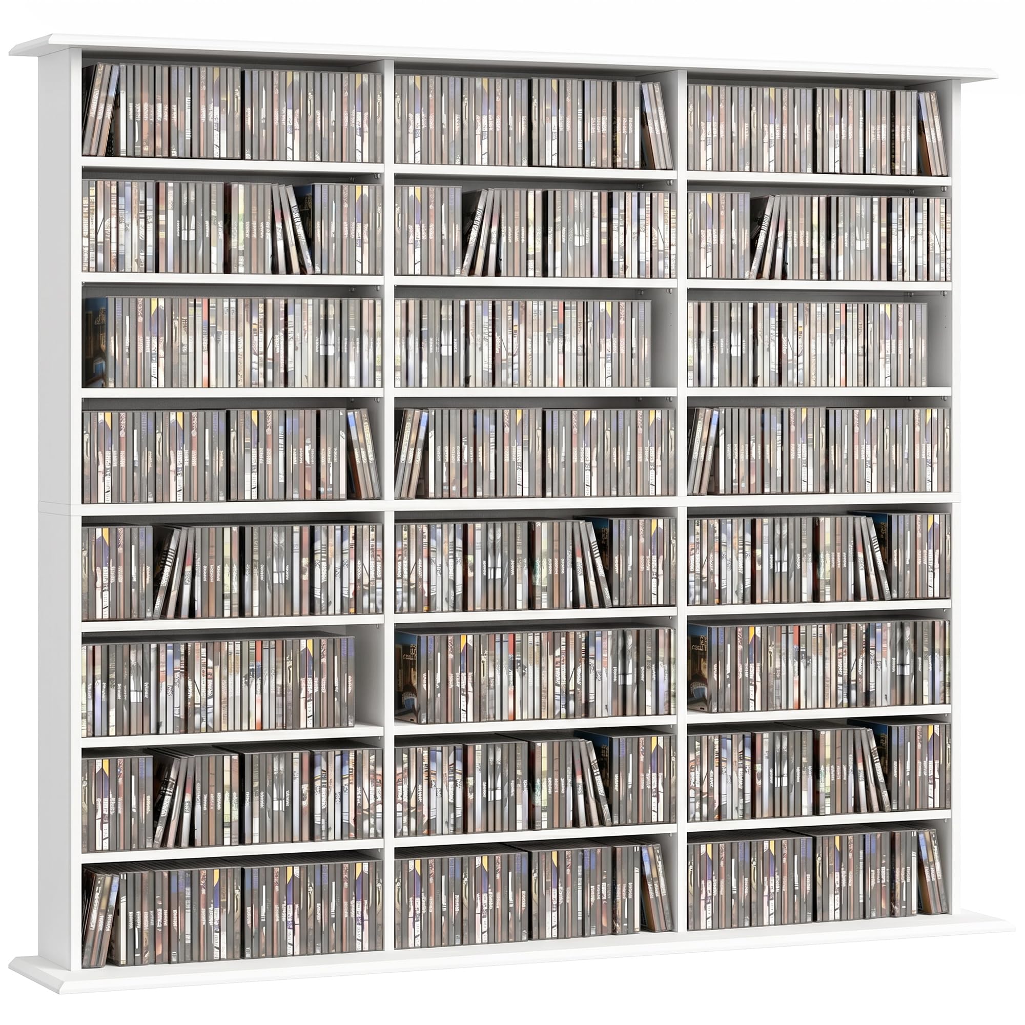 HOMCOM DVD Storage Unit, Media Storage Shelf with 24 Compartments, White