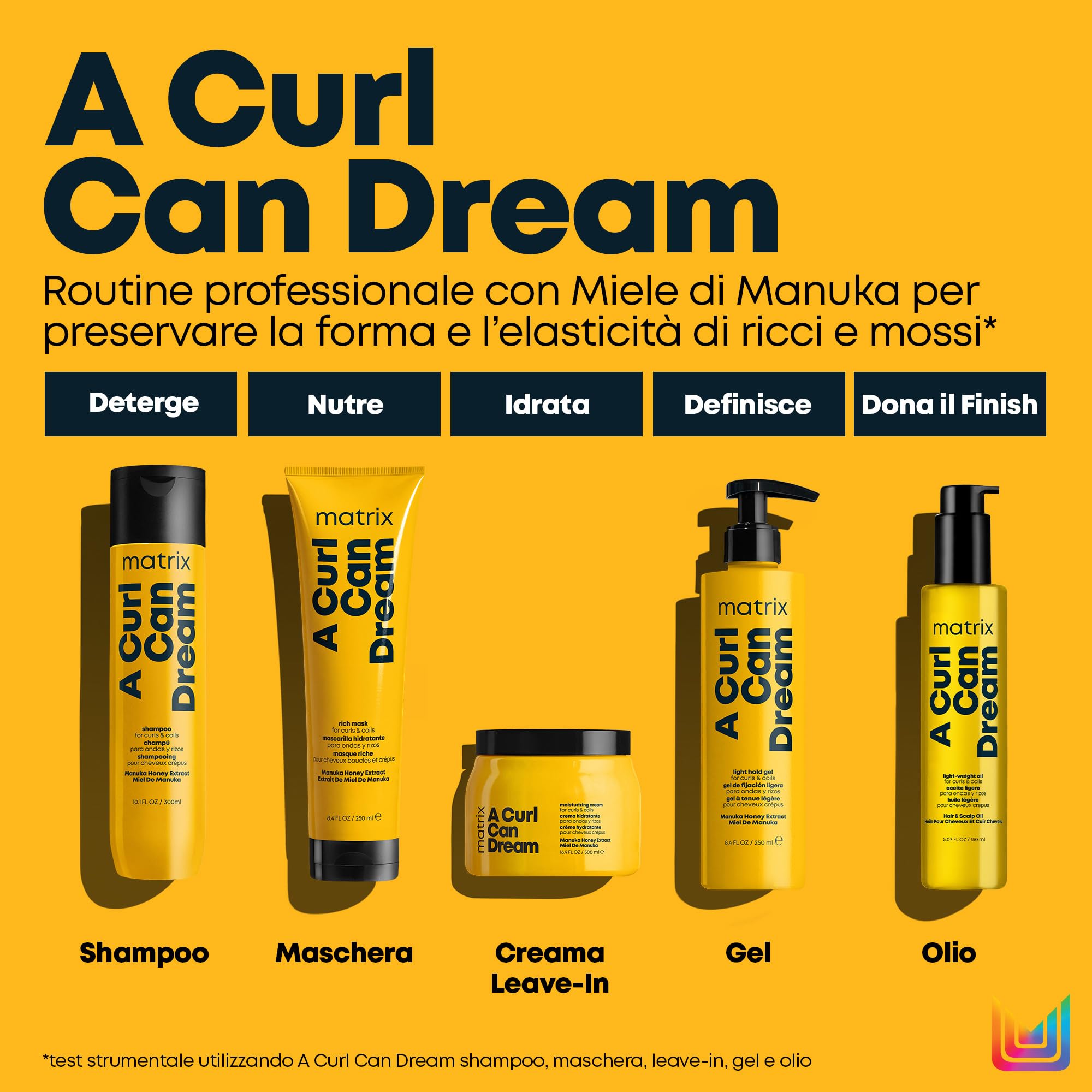 Matrix, Cofanetto Regalo, Shampoo + Gel + Spray Termoprotettore, Per Capelli Ricci e Mossi, Capelli Definiti Senza Appesantire, Con Miele di Manuka, A Curl Can Dream, 300 ml + 250 ml + 190 ml