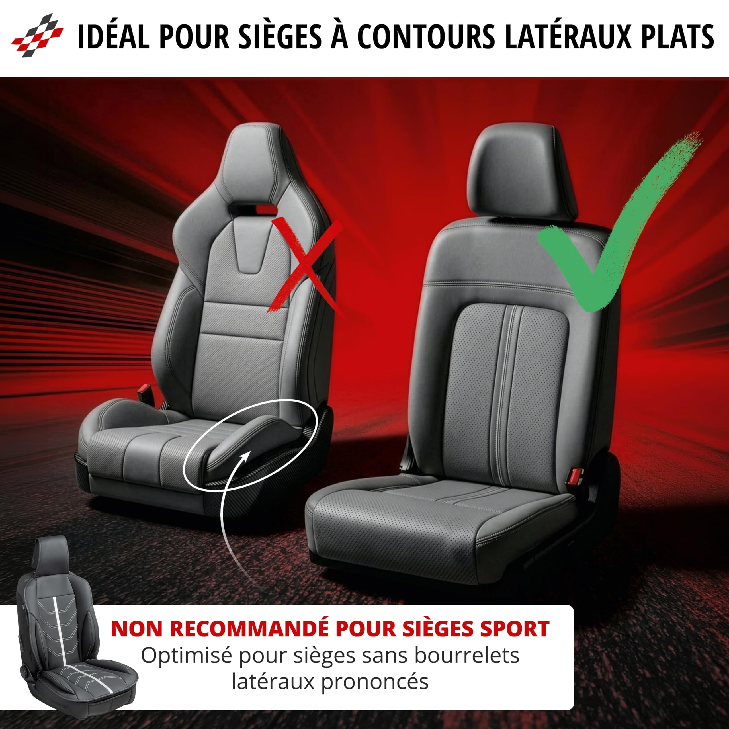 Walser Housse de siège de Voiture, Universel Housse de siège et Coussin de Protection Noir-Gris Kimi, Protection de Place Compatible avec 95% de automóviles (Voiture/Berline/SUV/Camionnette/Fourgon)