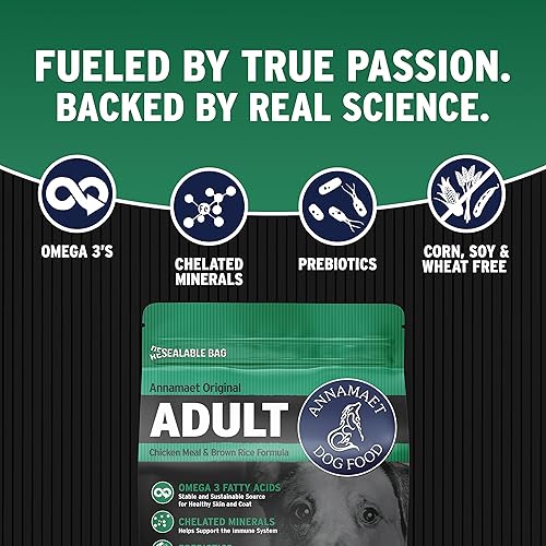 Miniatura 3 de Annamaet Original - Alimento seco para perros adultos, 23% proteína (pollo y arroz integral), bolsa de 25 libras
