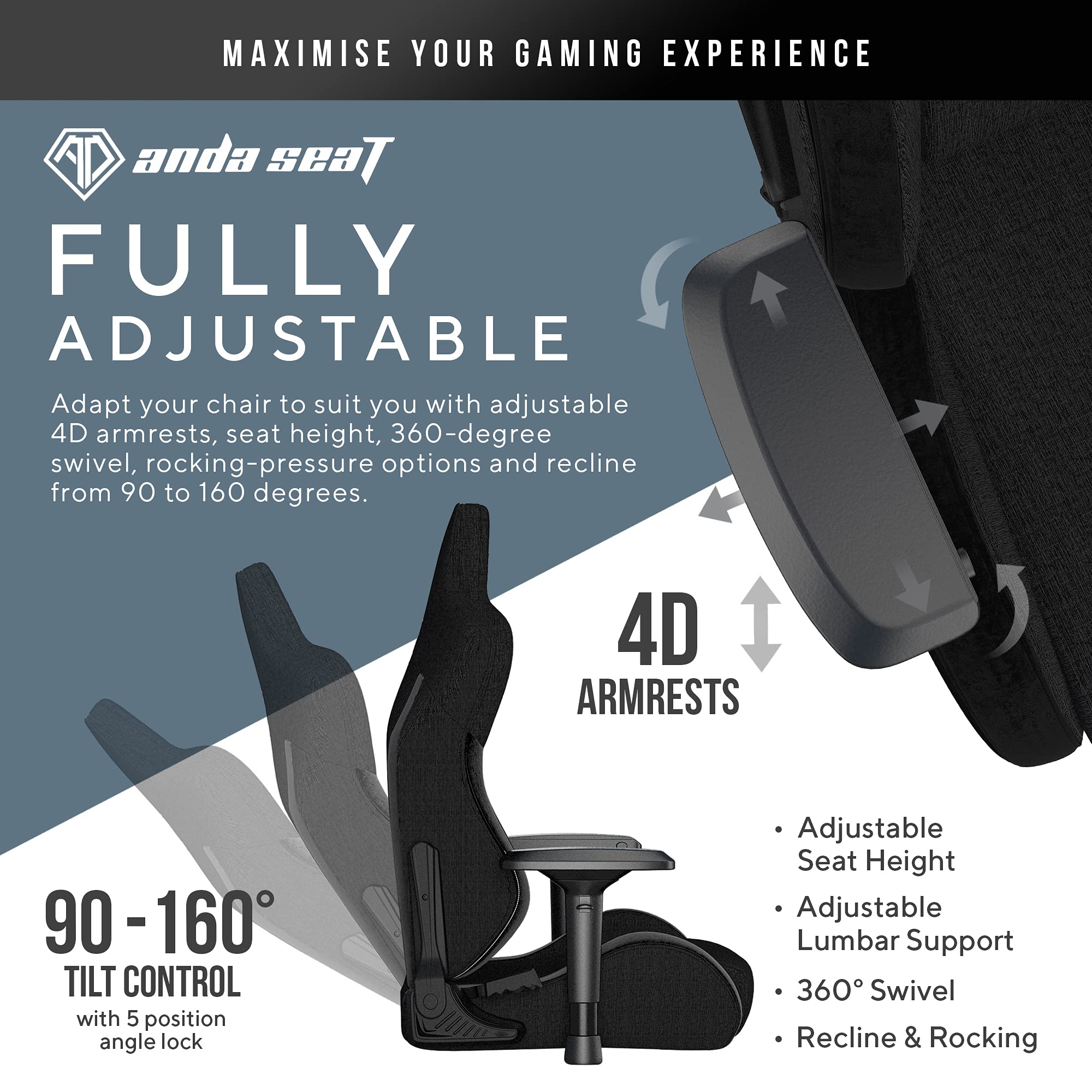 Buy Anda Seat TPro 2 Pro Gaming Chair Black Fabric Premium Fabric