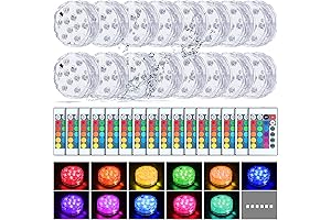 Waterproof Puck Lights with Remote, 16 Hortsun Submersible LED Lights for Bathtub, Pool and Pond