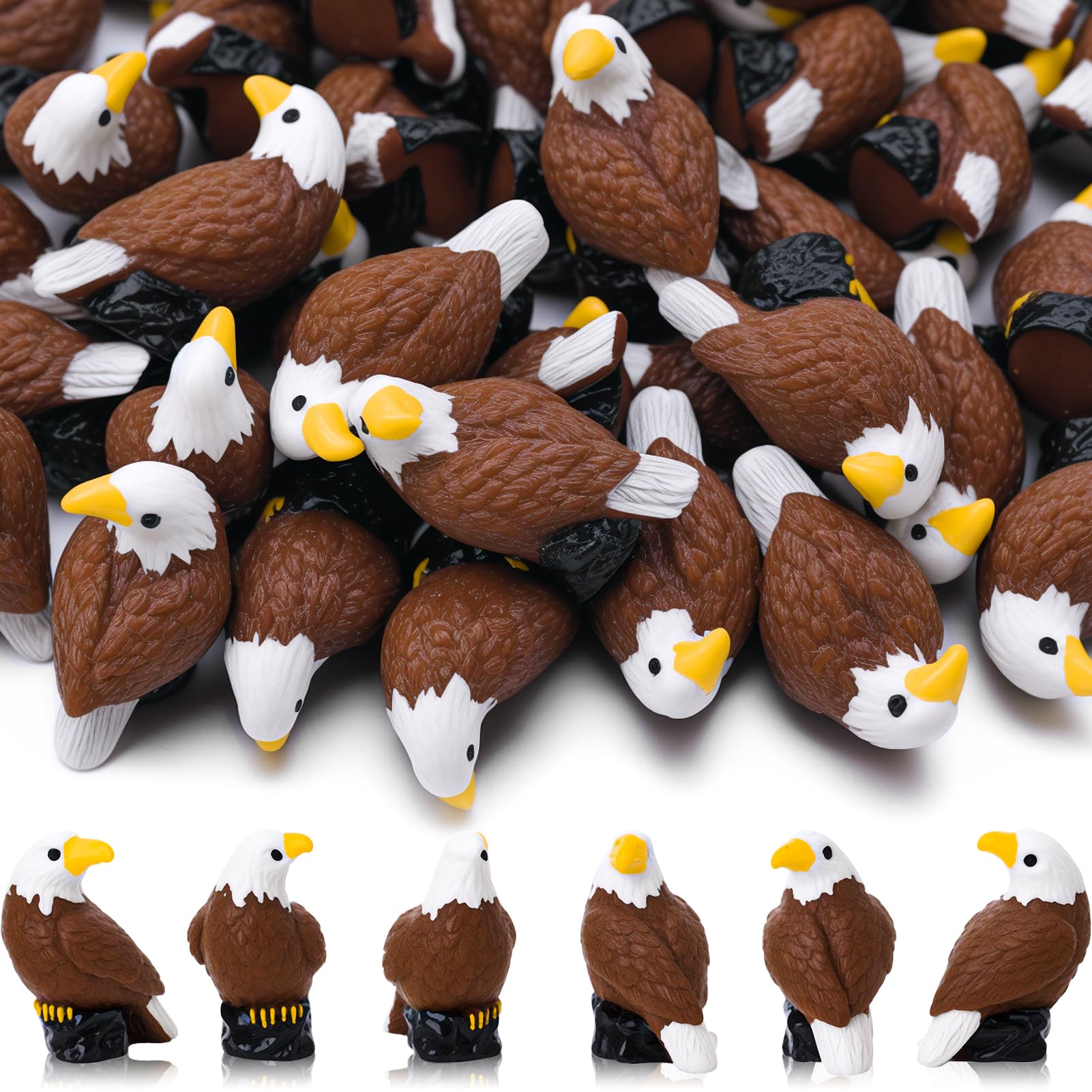 GGSTDDUP 50 Pcs Mini Resin Bald Eagle, Wildlife Bald Eagle Garden Statue