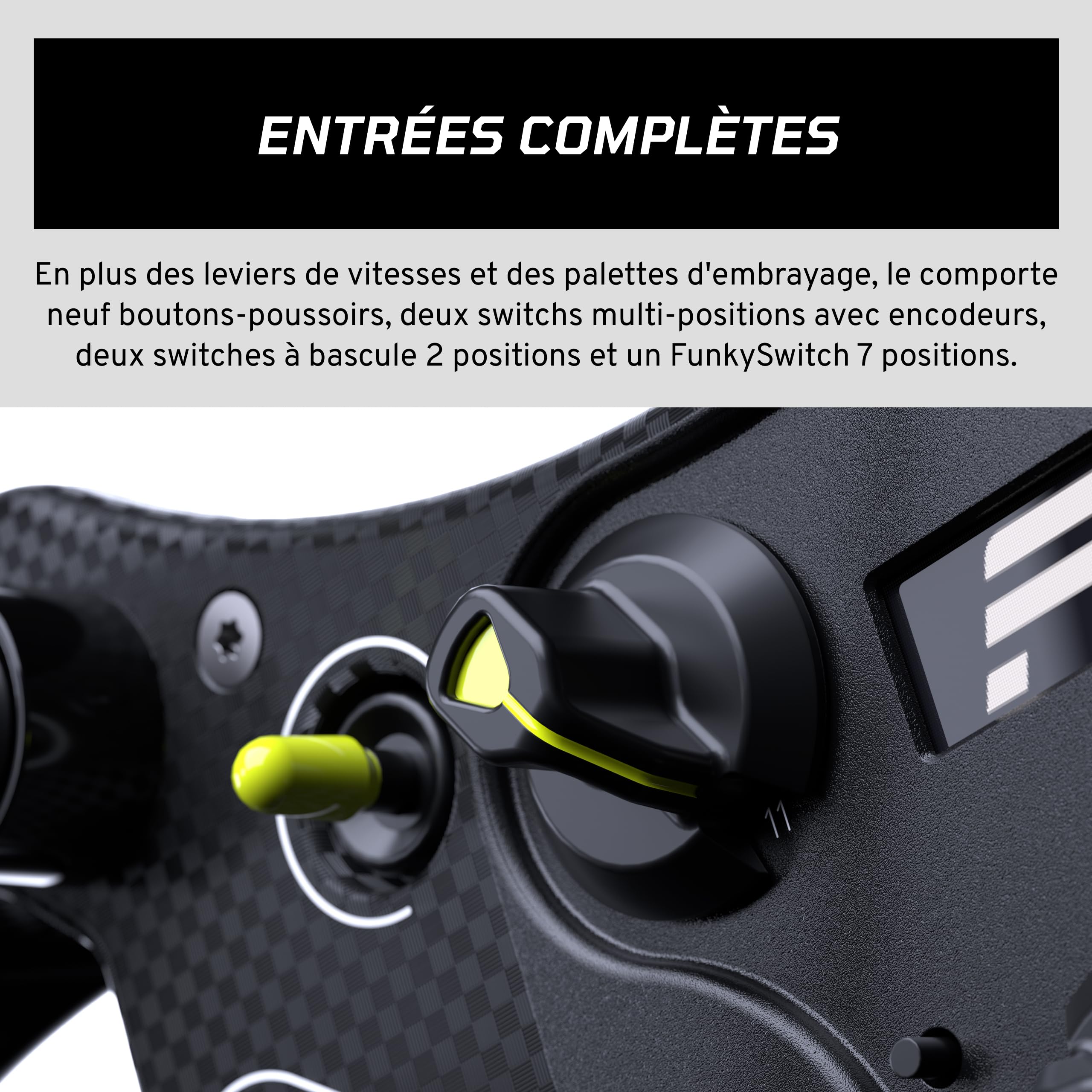 FANATEC Simulation de Course CSL Volant GT3 – PC, Xbox Series X|S | QR2 Lite Wheel-Side Préinstallé, Poignées Caoutchouc, Levier de Vitesse Magnétique, Deux Palettes Analogiques, Écran OLED