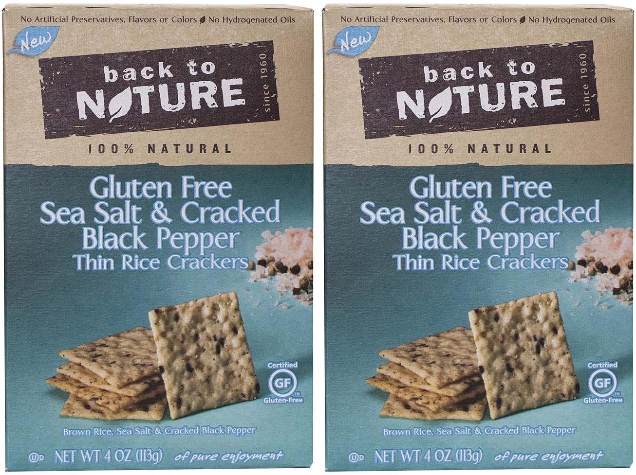 Back to NatureGluten Free Rice Thins - Sea Salt & Cracked Black Pepper - 4 oz - 2 pk