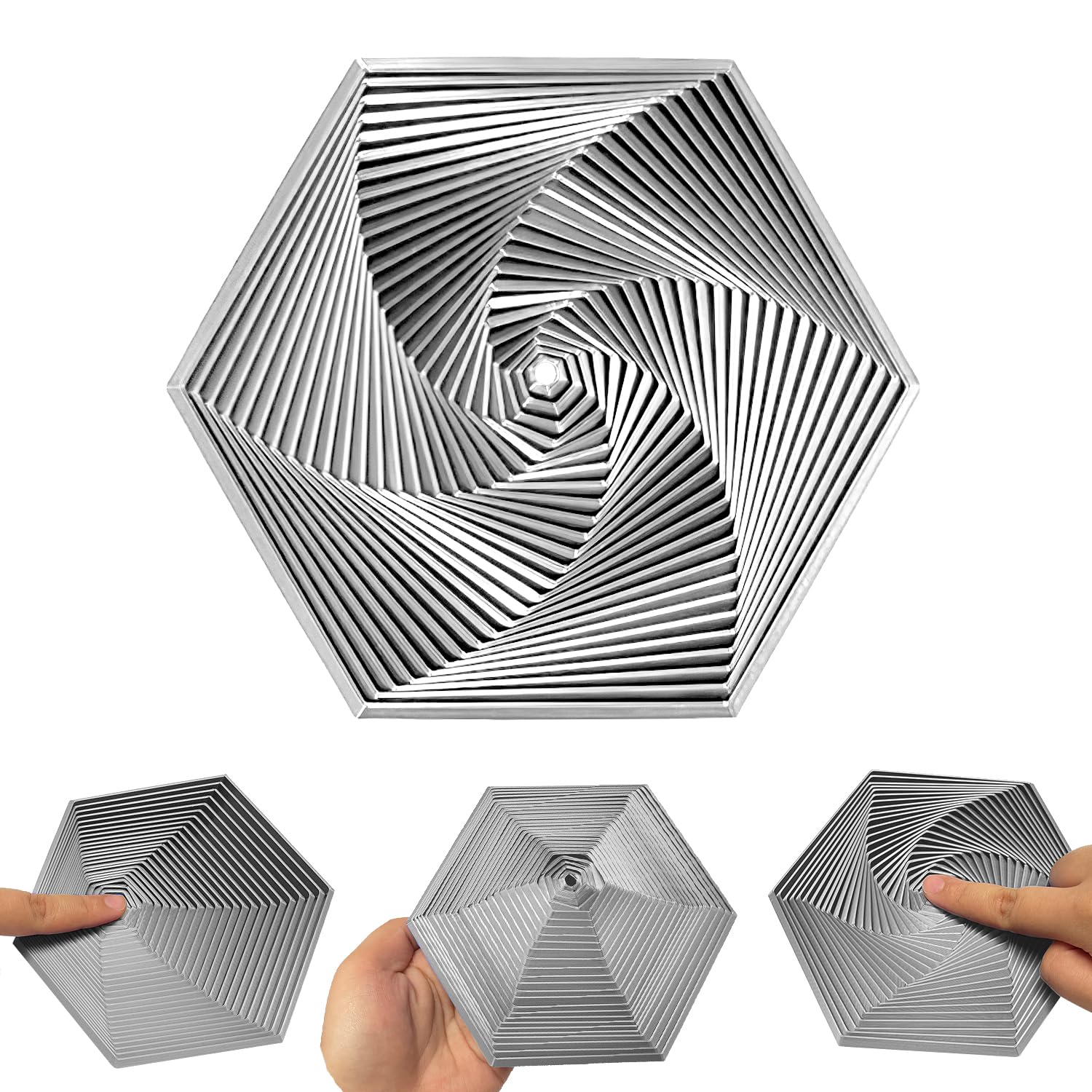 Fidget Hexagonal Fractal 3D - Spirale Tournante - Jouet Anti-Stress Adulte Enfant - Portable - Impression 3D