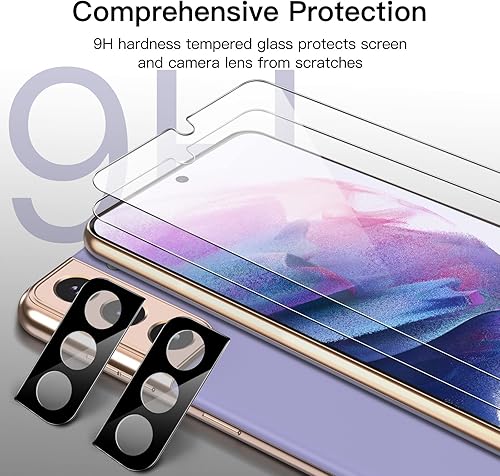 Miniatura 6 de JETech Protector de pantalla para Samsung Galaxy S21 de 6.2 pulgadas con protector de lente de cámara, herramienta de fácil instalación, película de