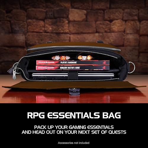 Miniatura 3 de ENHANCE Collector's Edition RPG Player's Essentials DnD - Bolsa de mensajero exterior Dragon Hide para 2-4 libros, carpetas, dados y accesorios, con