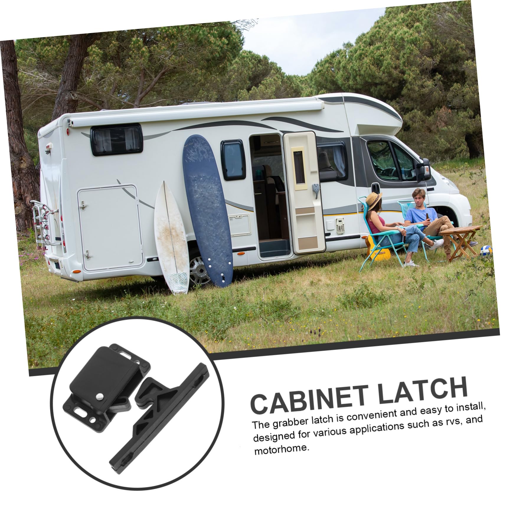 Cabilock 8 Juegos cerradura para vehículos recreativos capturas pestillo casa rodante atrapar cajoneras hardware del gabinete de rv accesorios para vehículos recreativos abdominales Negro