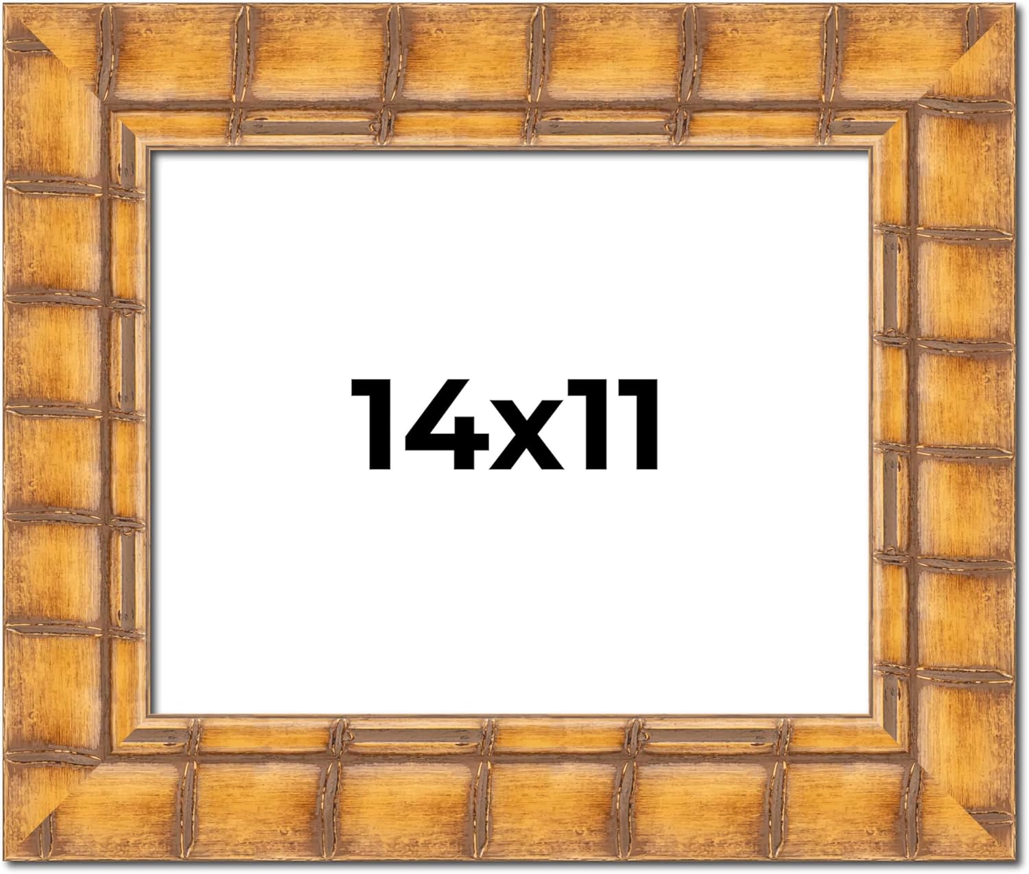 Poster Palooza 14x11 Frame Bamboo Natural Wood Cream Color Picture Frame | 2.875 Inch Moulding Width | with UV Acrylic Plexiglass, Foam Board Backing & Hanging Hardware Included