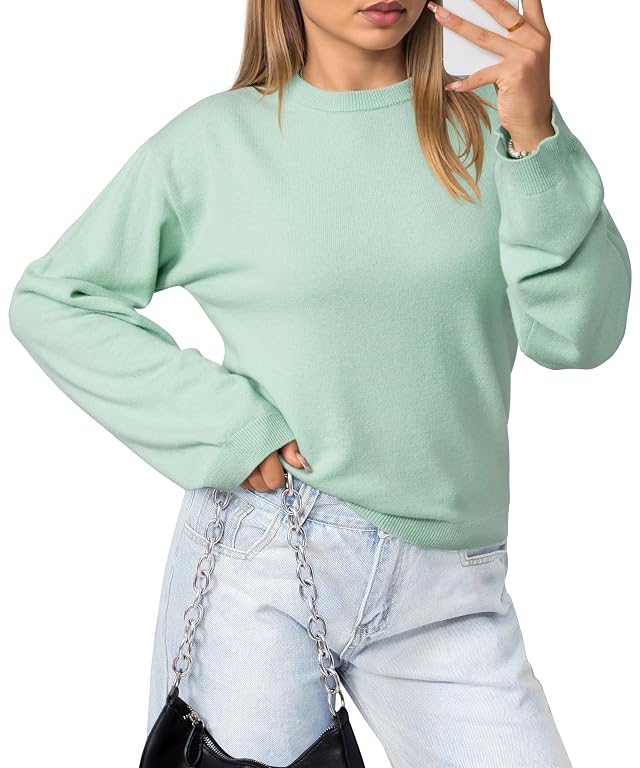 OQQ Womens Cable Knit Crewneck Sweaters Long Sleeve Cashmere Casual Pullover Cardigans