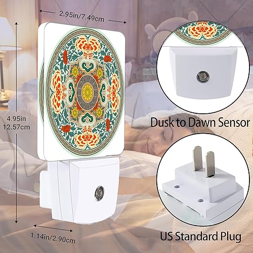 Miniatura 2 de Jopowide Roseta china retro, luz nocturna del anochecer al amanecer, lámpara con sensor automático para el hogar, escalera, pasillo de cocina, luces