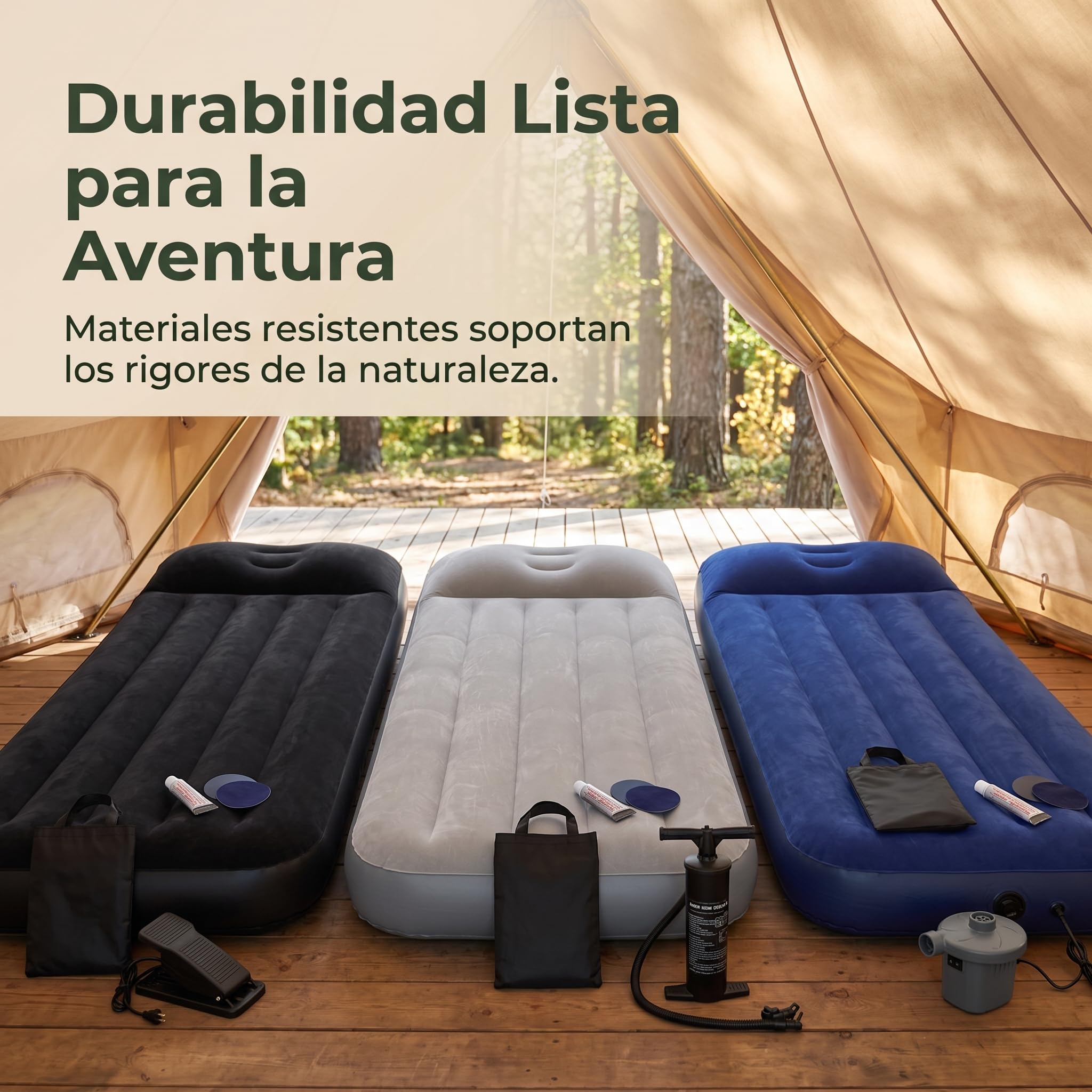 Colchón Hinchable para Camping y Cama Auxiliar con Bomba