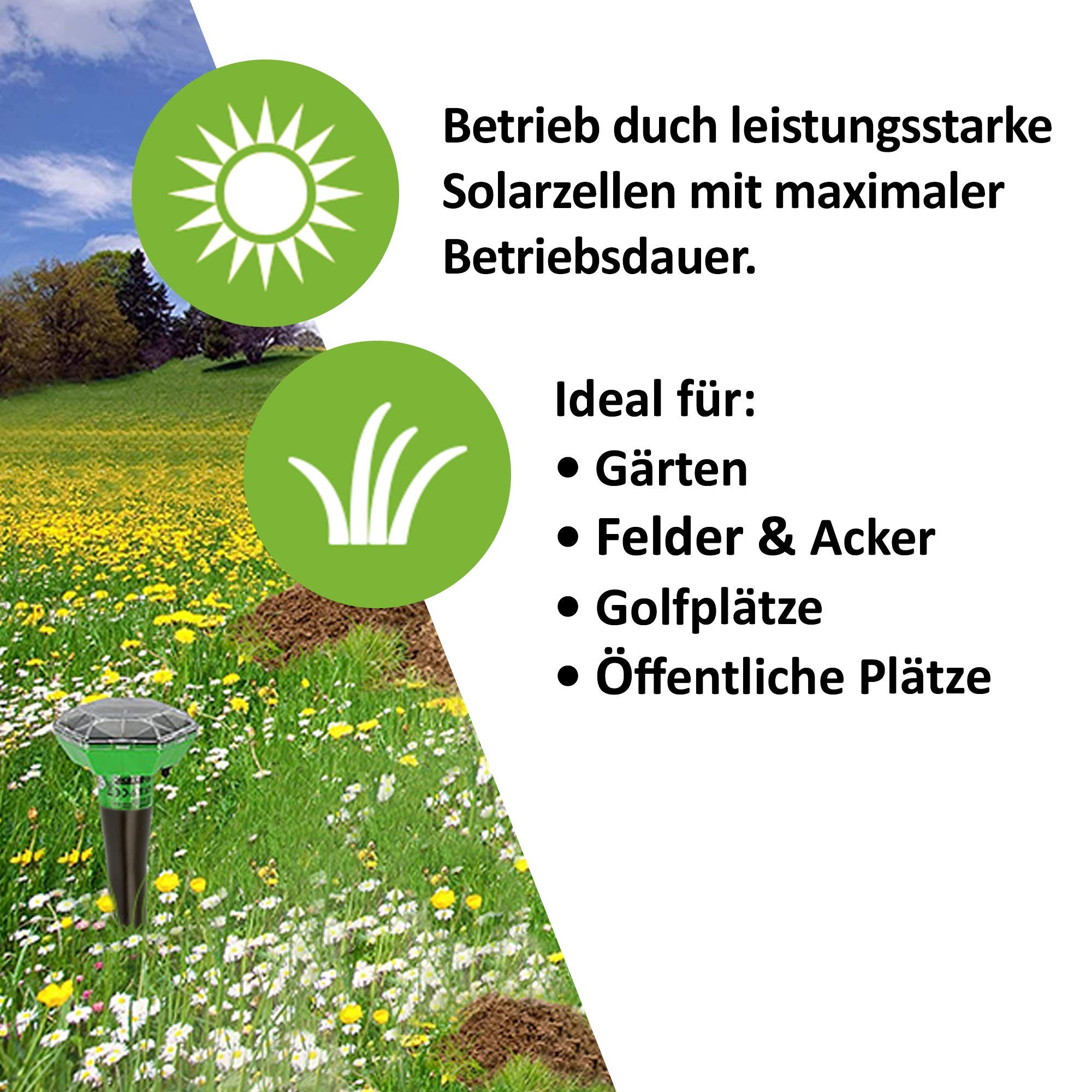 ISOTRONIC Odstraszacz kretów do odstraszania kretów, norników i węży – solarny odstraszacz kretów z ostrzem do wbijania w ziemię do ogrodu – odstrasza krety 1000 m² (3 sztuki)