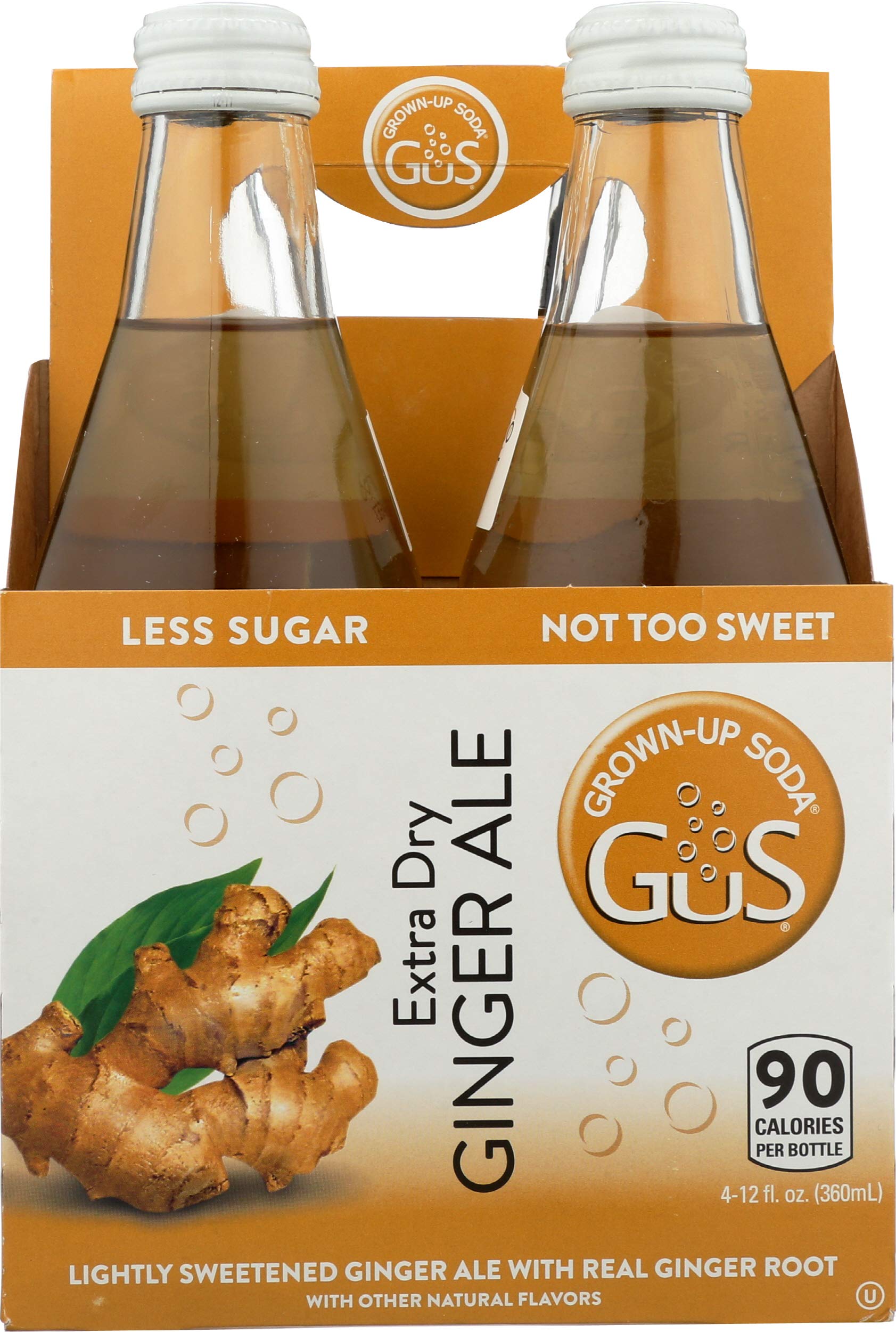 Gus GrownUp Soda Extra Dry Ginger Ale, Lightly Sweetened Ginger Ale