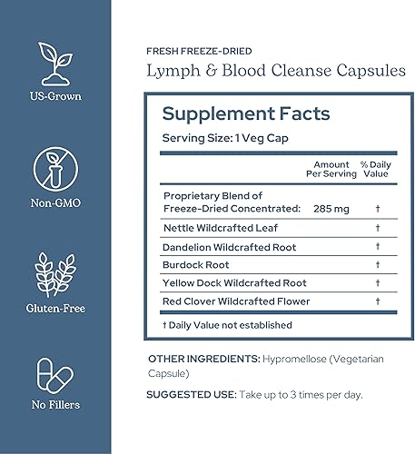 Miniatura 2 de Eclectic Herb Lymphatic & Blood Cleanse | Hierbas frescas y enteras liofilizadas, concentradas naturalmente | 45 unidades