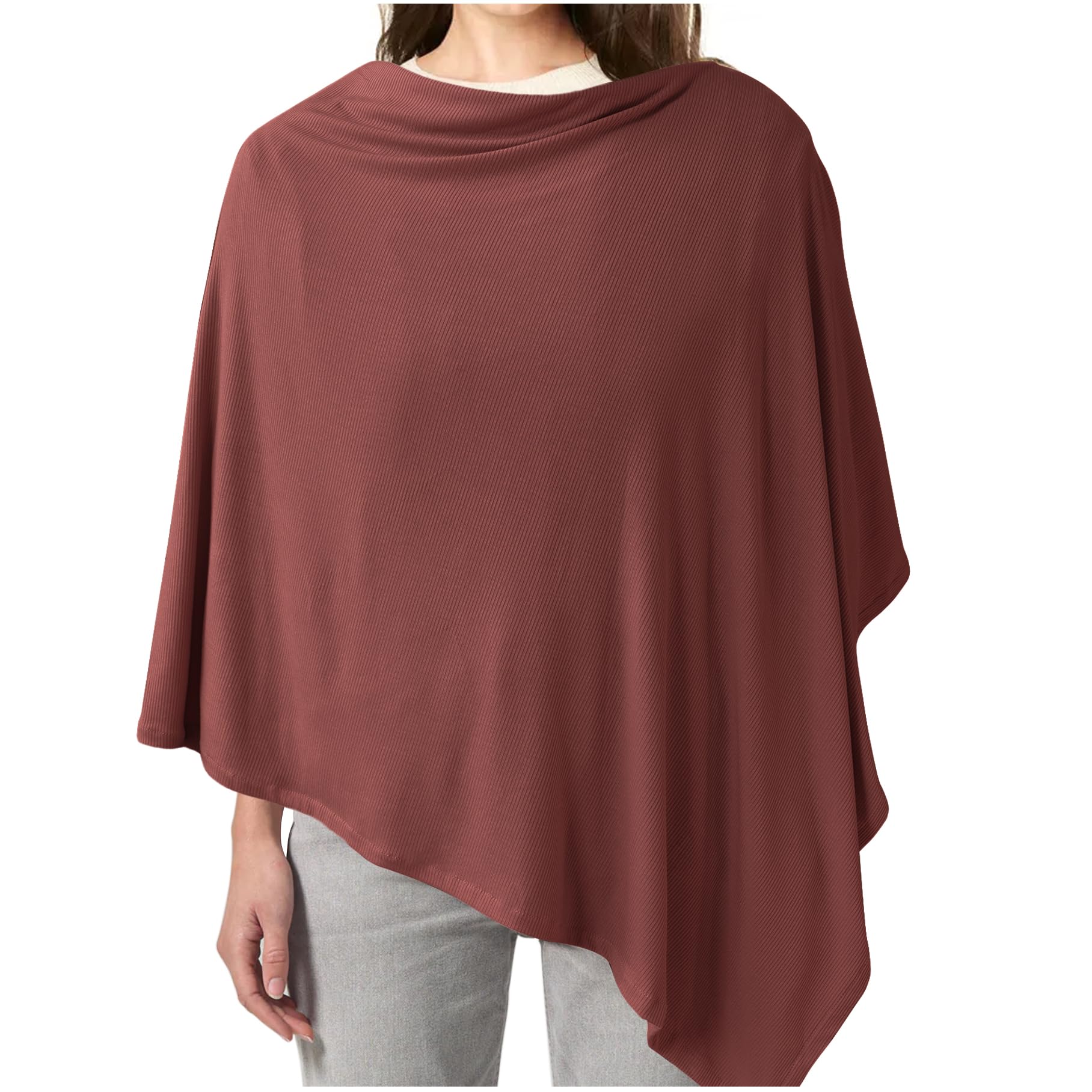 Konssy Knit Nursing Cover for Breastfeeding, 360° Full Privacy Breathable Breastfeeding Cover, Multi-use Carseat Canopy(Chestnut)