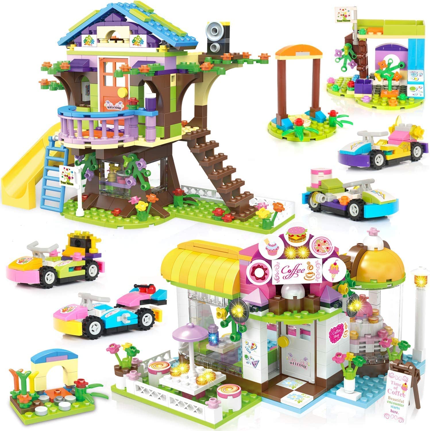 EP EXERCISE N PLAY Friends Tree House Creative Building Toy Set for Girls 6-12, Treehouse Cafe Building Block Kit