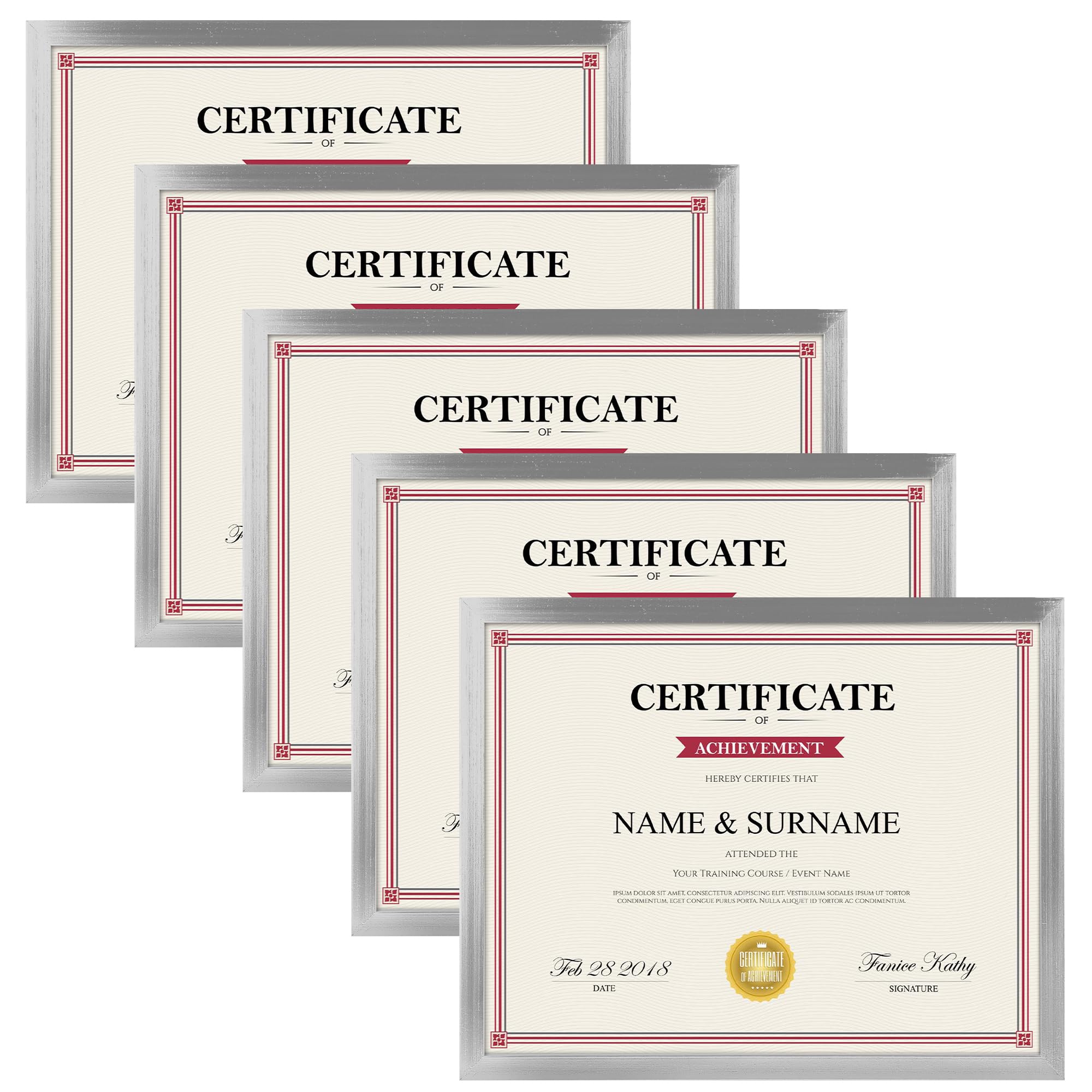 Cadre photo argenté 21,6 x 27,9 cm protégez vos diplômes du jaunissement lot de 5